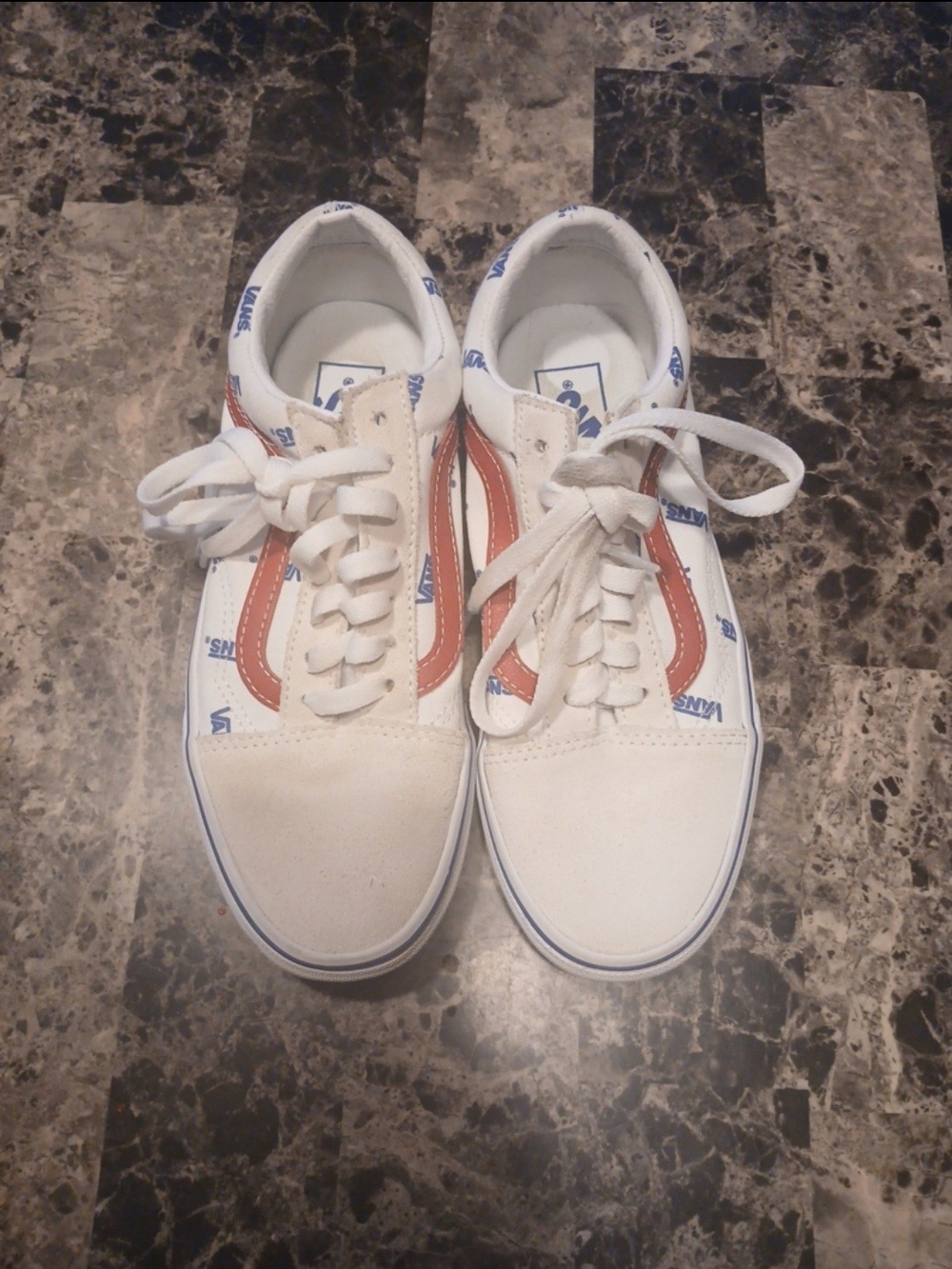 Vans Old Skool White Sneakers with Brown Stripe